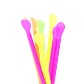Pajita Cuchara Recta 4 colores Ø6mm 20cm (10000 Uds)