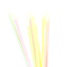 Pajita Recta Fluorescente Enfundada Ø6mm 20cm (1000 Uds)