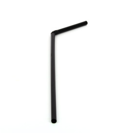 Pajita de Plastico Flexible Negra Ø5mm 21cm (100 Uds)