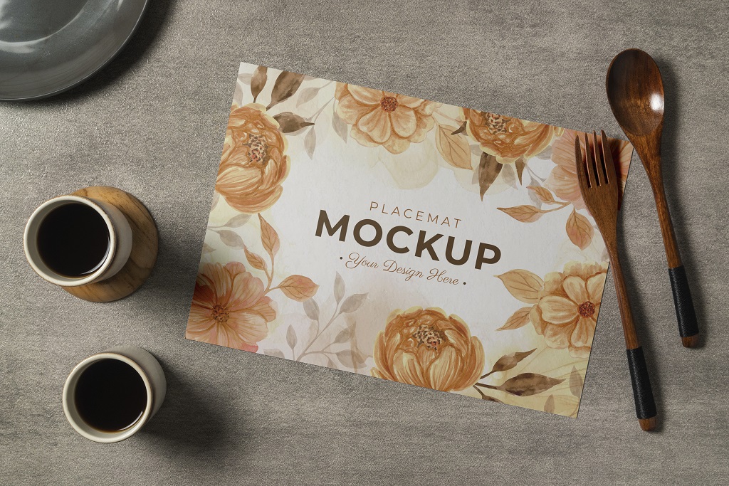 Placemats with restaurant logo