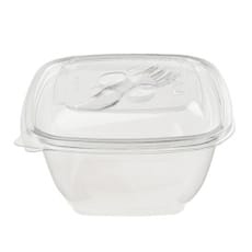 Bol de Plástico Cuadrado Ensaladera PET 375ml (50 Uds)