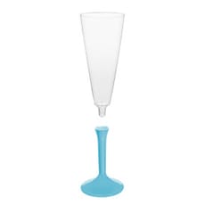 Copa de Plastico Cava con Pie Turquesa 160ml (20 Uds)