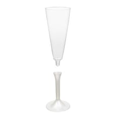 Copa de Plastico Cava con Pie Blanco Perlado 160ml (20 Uds)
