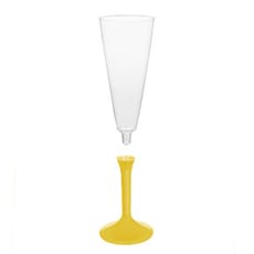 Copa de Plastico Cava con Pie Amarillo 160ml (20 Uds)