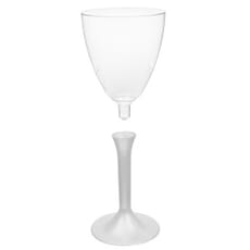Copa de Plastico Vino con Pie Blanco Perlado 180ml (20 Uds)