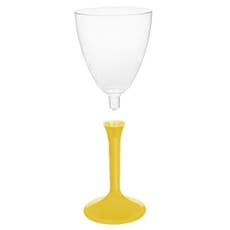 Copa de Plastico Vino con Pie Amarillo 180ml (20 Uds)