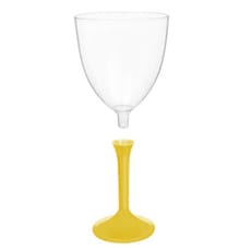 Copa de Plastico Vino con Pie Amarillo 300ml (20 Uds)