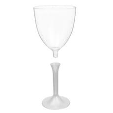 Copa de Plastico Vino con Pie Blanco Perlado 300ml (20 Uds)
