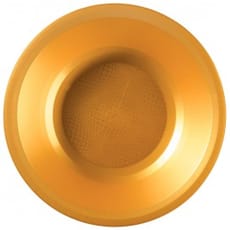 Plato de Plastico Hondo Oro Round PP Ø195mm (25 Uds)
