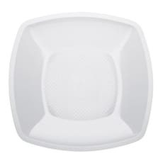 Plato de Plastico Llano Cuadrado Blanco Square PP 180mm (25 Uds)