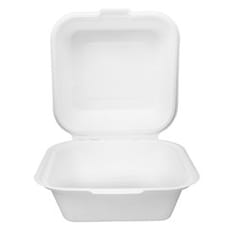 Envase Hamburguesa Caña de Azúcar Blanco 155x155x80mm (125 Uds)