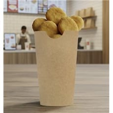 Vaso Antigrasa Carton Efecto Kraft con Solapa 16Oz/480ml (50 Uds)