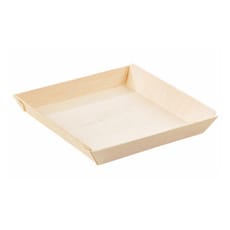 Plato de Madera Cuadrado 13x13x2cm 500ml (25 Uds)