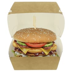Caja Hamburguesa Mega Kraft Doble Cierre 15,5x15,5x10cm (50 Uds)