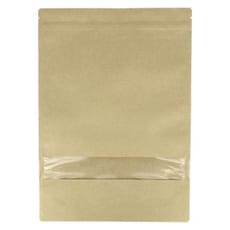 Bolsa Doypack Kraft Autocierre Zip y Ventana 25+12x35cm (50 Uds)