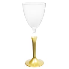 Copa Plastico Vino Pie Oro 180ml 2P (20 Uds)