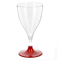 Copa Reutilizable PS Agua/Vino Pie Rojo 200ml 2P (6 Uds)