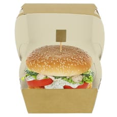 Caja Hamburguesa en Cartón Kraft Doble Cierre 11x11x7,5cm (50 Uds)