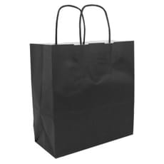 Bolsa Papel Kraft Negra con Asas 100g/m² 22+9x23cm (25 Uds)