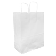 Bolsa Papel Kraft Blanca con Asas 100g/m² 25+13x33cm (25 Uds)