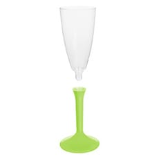 Copa Plástico Cava Pie Verde Lima 120ml 2P (20 Uds)