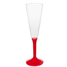 Copa Plástico Cava Pie Rojo Transp. 160ml 2P (20 Uds)