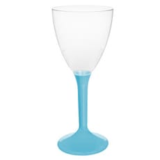 Copa Plástico Vino Pie Turquesa 180ml 2P (20 Uds)