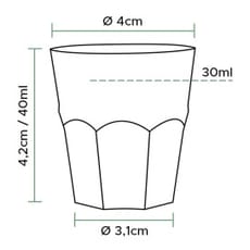 Vaso Plástico Chupito Transp. PS Ø40mm 30ml (50 Uds)