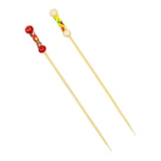 Pinchos de Bambú Decorados en Amarillo 120 mm (100 Uds)