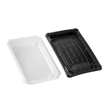 Envase con Tapa Sushi PLA Negro 15,0x23,0 cm (100 Uds)