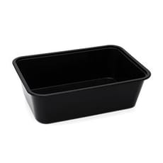Tarrina Rectangular PP Negra con Tapa 750ml 17,3x11,9cm (50 Uds)