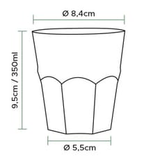 Vaso Reutilizable Irrompible PP Cocktail Transparente Ø8,4cm 350ml (20 Uds)