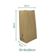 Bolsa de Papel Sin Asas Kraft 50g/m² 15+9x28cm (25 Uds)