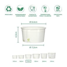 Tarrina de Cartón para Helados Ecológica 175ml (50 Uds)