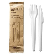 Set Cubiertos Cartón Kraft Tenedor y Cuchillo (50 Uds)