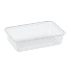 Envase Rectangular Plástico PP Transparente 500ml 17,4x11,6x3,5cm (25 Uds)