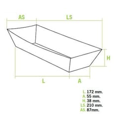 Barqueta Kraft Hot Dog 17x5,5x3,8cm (25 Uds)