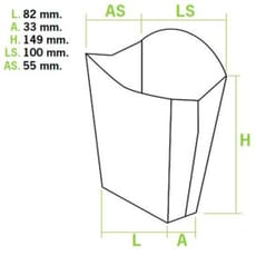Caja Kraft para Fritas Grande 8,2x4,2x14,9cm (25 Uds)
