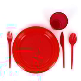 Cuchillo de Plastico PS Rojo 165 mm (15 Uds)