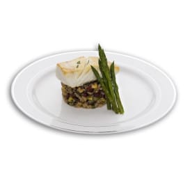 Plato Plastico Extra Rigido con Ribete Plata 23cm (200 Uds)