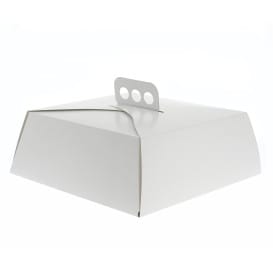 Caja de Cartón Blanca Tarta Cuadrada 27x27x10cm