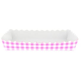 Bandeja Cartón Cerrada Gofres 18,2x12,2x3 cm Rosa
