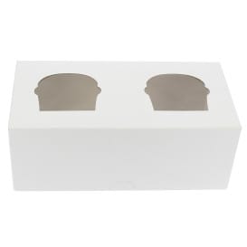 Caja 2 Cupcakes con Soporte 19,5x10x7,5cm Blanca 