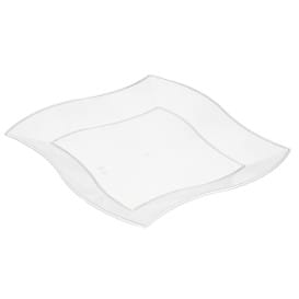 Plato de Plastico Llano Cuadrado Ondas Blanco 230 mm (5 uds)