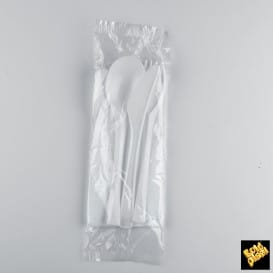 Set Cubiertos Plastico Next Tenedor, Cuchillo, Cuchara y Servilleta (50 Uds)