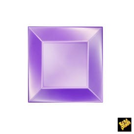 Plato de Plastico Llano Cuadrado Violeta 180mm (150 Uds)
