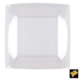 Plato de Plastico Llano Cuadrado Transp. 230mm (25 Uds)