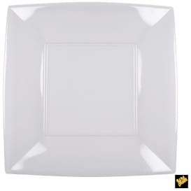 Plato de Plastico Llano Cuadrado Transp. 290mm (12 Uds)