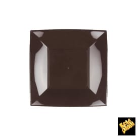 Plato de Plastico Llano Cuadrado Marron 180mm (25 Uds)