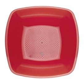 Plato de Plastico Hondo Rojo Transp. 180mm (25 Uds)
